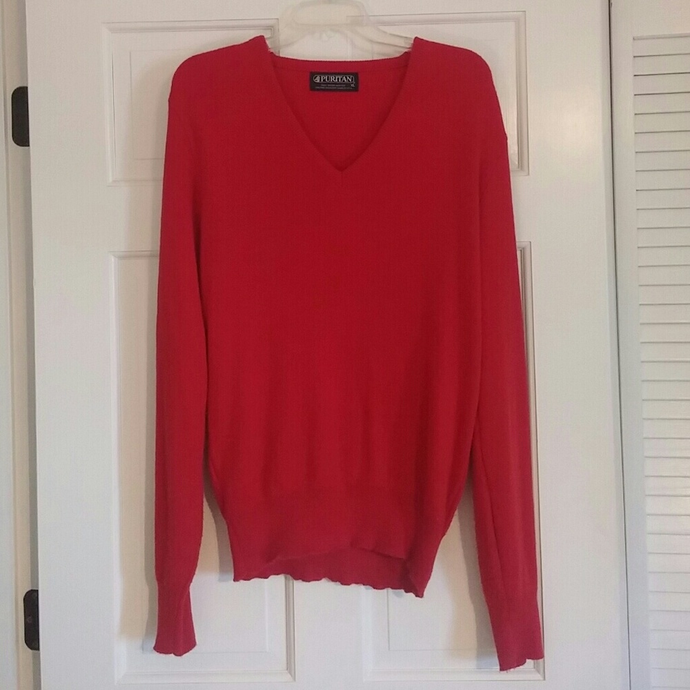 Red v-neck sweater